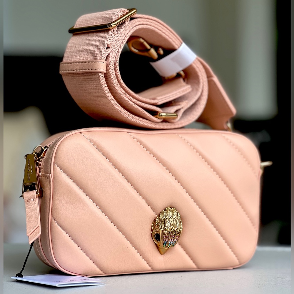 KURT GEIGER Soho LEATHER camera crossbody bag wide strap bag KG color - BLUSH